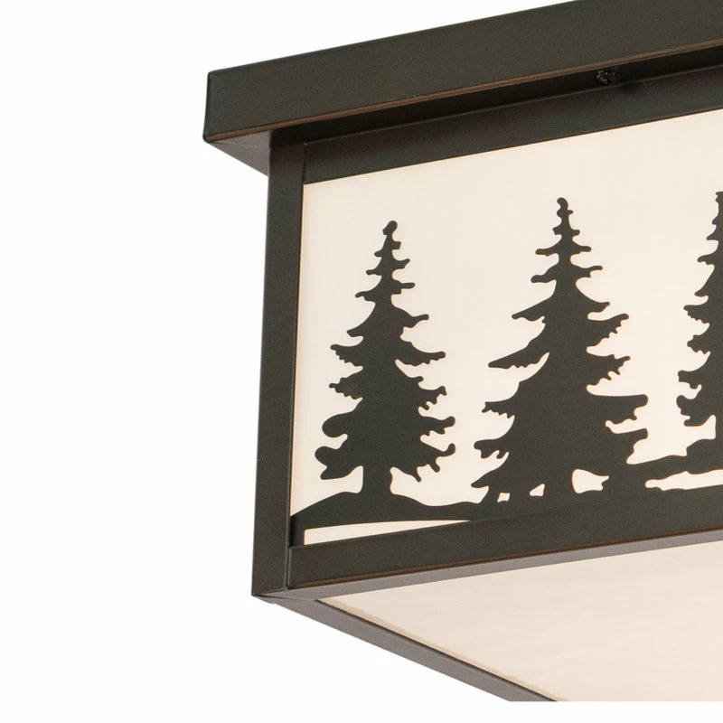 Outlet 🤩 Vaxcel Yosemite Bronze Rustic Tree Square Indoor Outdoor Flush Mount Ceiling Light 🤩 - Image 2