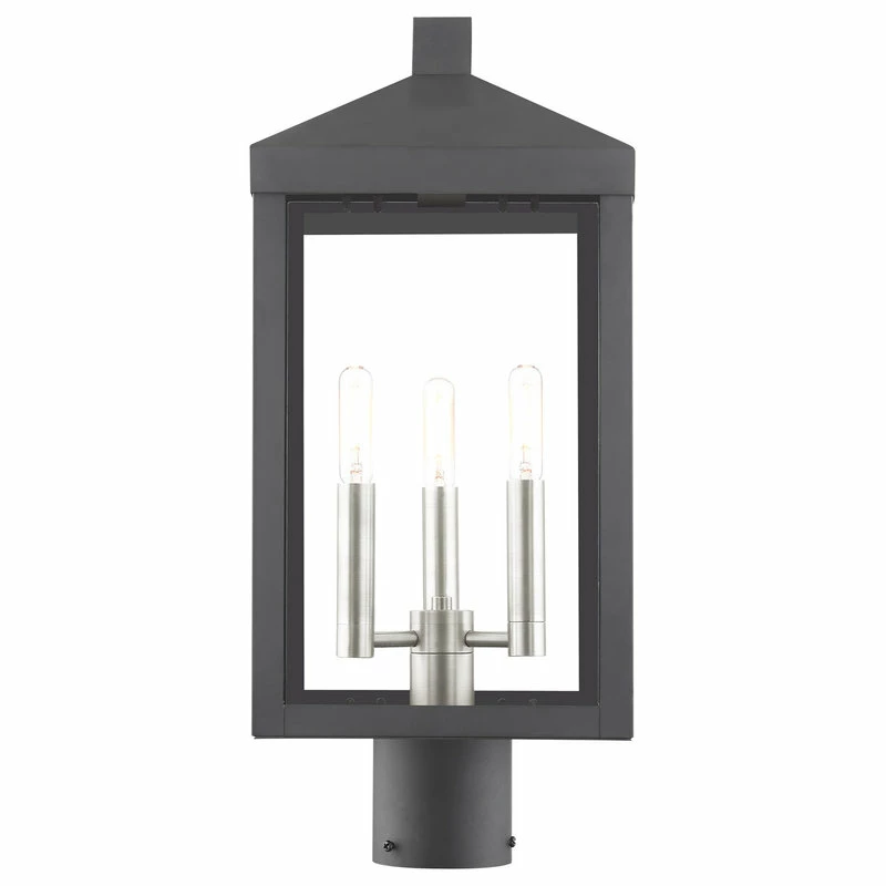 Coupon ๐ Livex Lighting Inc. Nyack 3 Light Black/Brushed Nickel Cluster Medium Outdoor Post Top Lantern ๐งจ - Image 3