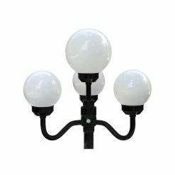 Budget ✔️ OUTDOOR LAMP COMPANY INC Black 4 Globe European Lamp For Indoor & Outdoor Use, White Bulbs 🧨