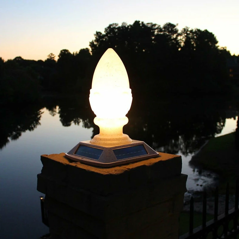 Promo โญ Gama Sonic 138801 Acorn Solar Powered 17" Tall 2700K LED Pier - Speckled Grey ๐ - Image 3