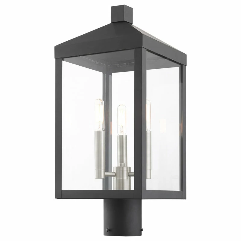 Coupon ๐ Livex Lighting Inc. Nyack 3 Light Black/Brushed Nickel Cluster Medium Outdoor Post Top Lantern ๐งจ - Image 4