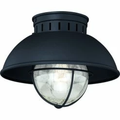 Discount 🌟 Vaxcel Harwich 10" Outdoor Flush Mount Light, Textured Black 😀