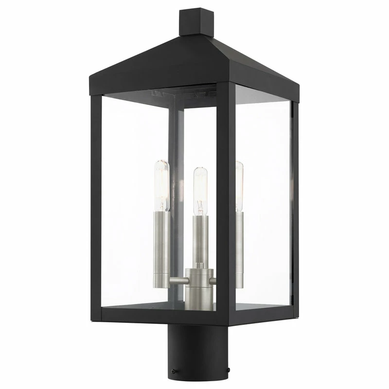 Coupon ๐ Livex Lighting Inc. Nyack 3 Light Black/Brushed Nickel Cluster Medium Outdoor Post Top Lantern ๐งจ