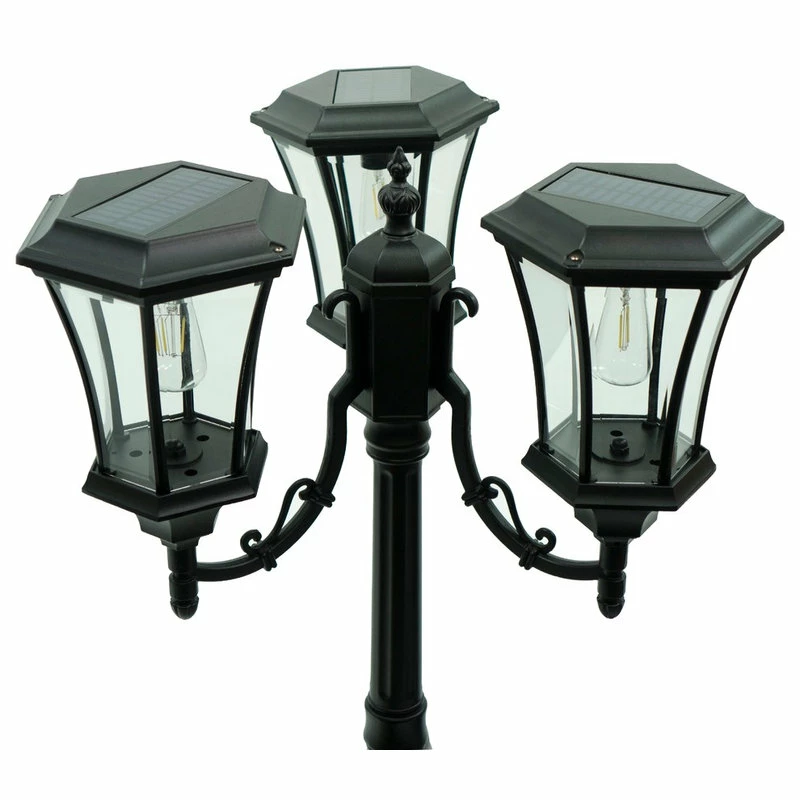 Best deal โญ Sun-Ray Avalon 3-Head Solar Lamp Post And Planter, Black ๐ - Image 3