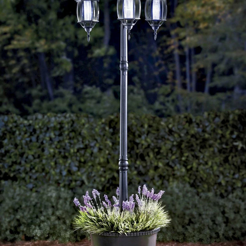 Flash Sale ๐ Home Garden Collections 6.6' Tall Solar Lamp Post And Planter, 3 Heads, White Leds, Black ๐คฉ - Image 2