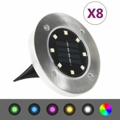 Deals ✨ Vida XL LLC VidaXL 8x Solar Ground Lights LED Lights RGB Color Outdoor Patio Pathway Floor 🧨