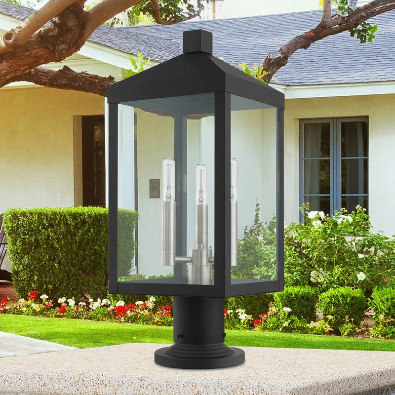 Coupon ๐ Livex Lighting Inc. Nyack 3 Light Black/Brushed Nickel Cluster Medium Outdoor Post Top Lantern ๐งจ - Image 8