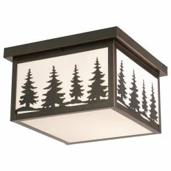 Outlet 🤩 Vaxcel Yosemite Bronze Rustic Tree Square Indoor Outdoor Flush Mount Ceiling Light 🤩