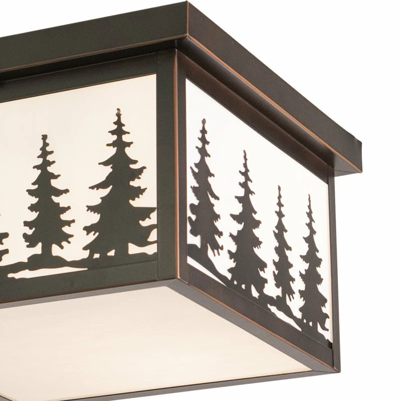 Outlet 🤩 Vaxcel Yosemite Bronze Rustic Tree Square Indoor Outdoor Flush Mount Ceiling Light 🤩 - Image 3
