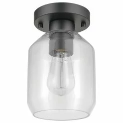 Best Pirce โ Globe Electric Middleton 1-Light Matte Black Outdoor Indoor Flush Mount Ceiling Light ๐