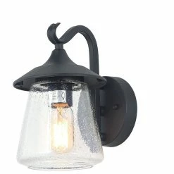 Flash Sale โ๏ธ LNC Lighting LNC 1-Light Traditional Matte Black Bell Seeded Glass Outdoor Wall Lights ๐