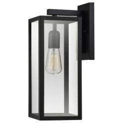 Outlet ๐ Globe Electric Bowery 1-Light Matte Black Indoor/Outdoor Wall Sconce With Clear Glass Shade ๐