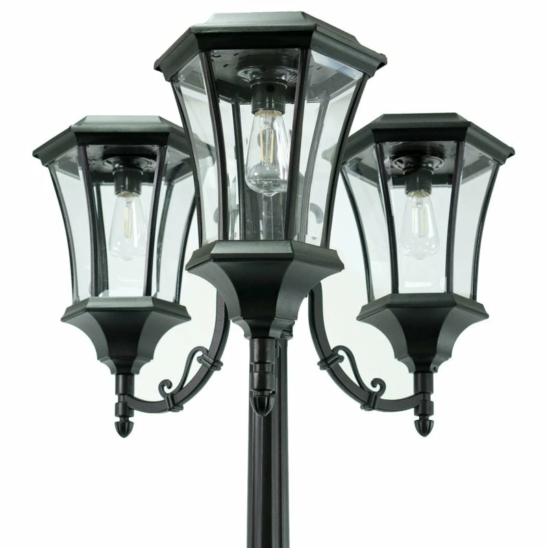 Best deal โญ Sun-Ray Avalon 3-Head Solar Lamp Post And Planter, Black ๐ - Image 2