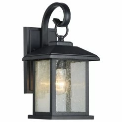 New 🎉 Edvivi Lighting Mira Textured Black Outdoor Wall Sconce Clear Seedy Glass Lantern Light 🥰