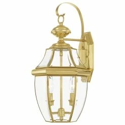 New 🥰 Livex Lighting Inc. Monterey Outdoor Wall Lantern, Black, Polished Brass 🎉