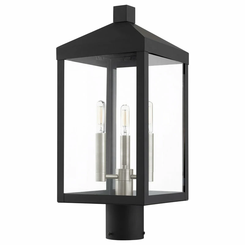 Coupon ๐ Livex Lighting Inc. Nyack 3 Light Black/Brushed Nickel Cluster Medium Outdoor Post Top Lantern ๐งจ - Image 2