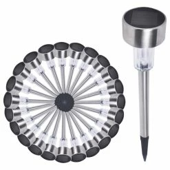 New 👏 Yescom Stainless Steel Solar Power Led Light Pathway Landscape, Set Of 24, White 🔥
