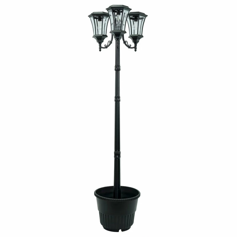 Best deal โญ Sun-Ray Avalon 3-Head Solar Lamp Post And Planter, Black ๐ - Image 4