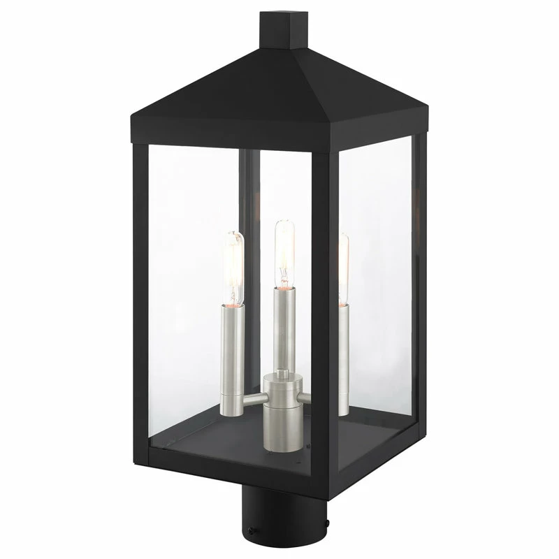 Coupon ๐ Livex Lighting Inc. Nyack 3 Light Black/Brushed Nickel Cluster Medium Outdoor Post Top Lantern ๐งจ - Image 5
