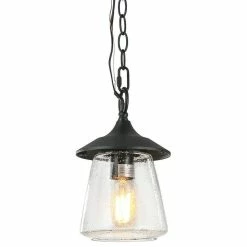 Buy ❤️ Laluz 1-Light Outdoor Hanging Pendant Lighting Fixture, Black 👍