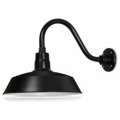 Outlet 🔥 HTM Lighting Solutions 14in. Barn Light Fixture With Gooseneck Arm, Satin Black, 14-1/2" Long Gooseneck ✨