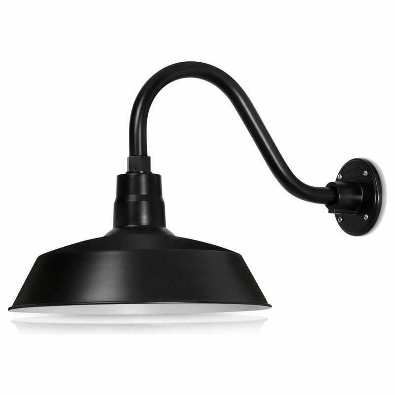 Outlet 🔥 HTM Lighting Solutions 14in. Barn Light Fixture With Gooseneck Arm, Satin Black, 14-1/2" Long Gooseneck ✨