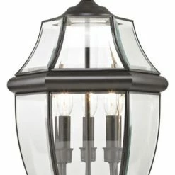 Best Sale 🧨 Elk Home Cornerstone Ashford 3 Light Exterior Post Lantern, Oil Rubbed Bronze ⭐
