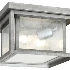 Best reviews of ⭐ Sea Gull Lighting 2-Light Outdoor Flush Mount, Weathered Pewter 🔔
