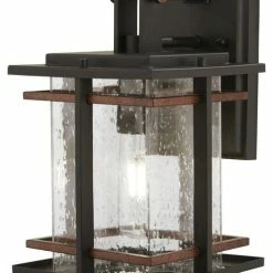 Coupon 🤩 Minka Great Outdoors San Marcos 1-Light Outdoor Wall Mount, Black/Antique Copper, Clear Glass, 18.25" 🥰