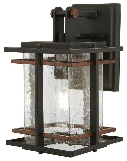 Coupon ๐คฉ Minka Great Outdoors San Marcos 1-Light Outdoor Wall Mount, Black/Antique Copper, Clear Glass, 18.25" ๐ฅฐ