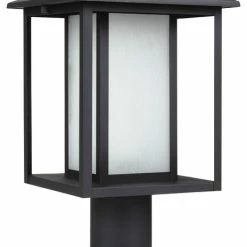 Outlet 🌟 Sea Gull Lighting 1-Light Outdoor Post Lantern, Black 😍