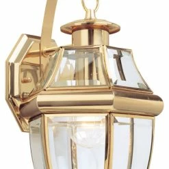 Budget ❤️ Sea Gull Lighting 1-Light Outdoor Lantern, Polished Brass 🧨
