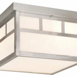 Cheap 😀 Vaxcel Mission Steel Square Outdoor Flush Mount Ceiling Light White Glass ⭐